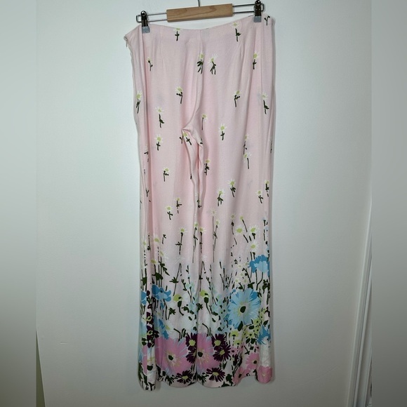 Red Valentino Pink Floral Wide Leg Pants Size 44 (US 10) - Picture 7 of 7